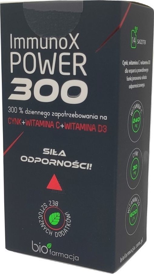 Biofarmacja Immunox Power 300 14 Saszetek Biofarmacja Suszone Owoce Aceroli Malpighia Glabra L. Cytrynian Cynku Witamina D3 Cholekalcyferol 1