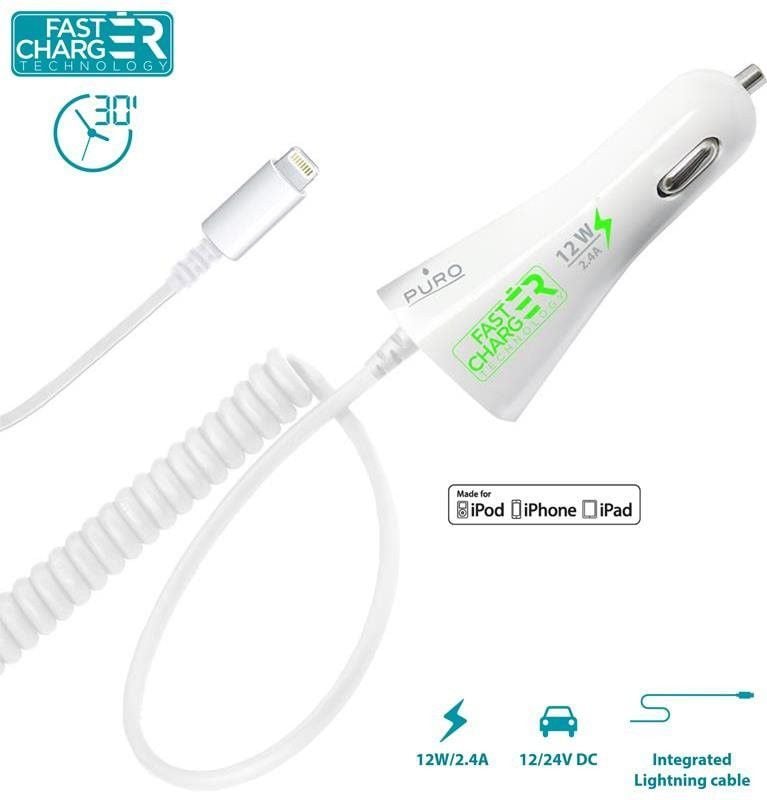 Ładowarka 1idea Puro Dla Apple 2.4A Lightning MFI Biały (FCCHAPLT24WHI) 1