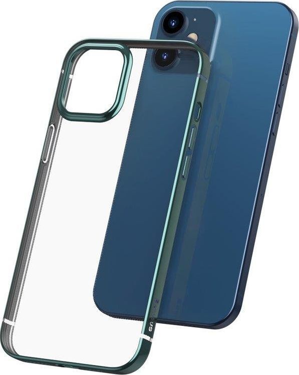 Baseus Baseus Shining Case Elastyczne żelowe etui z metaliczną błyszczącą ramką iPhone 12 Pro / iPhone 12 Ciemnozielony (ARAPIPH61P-MD06) uniwersalny 1