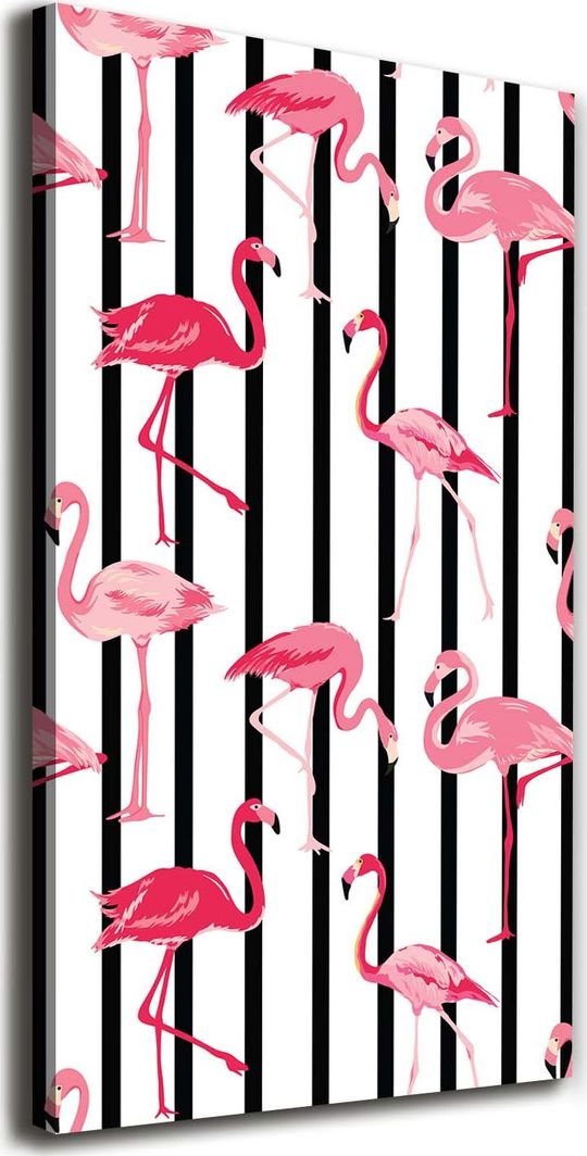  Tulup Obraz Na Płótnie 50x100 Obraz Canvas Flamingi i paski 1
