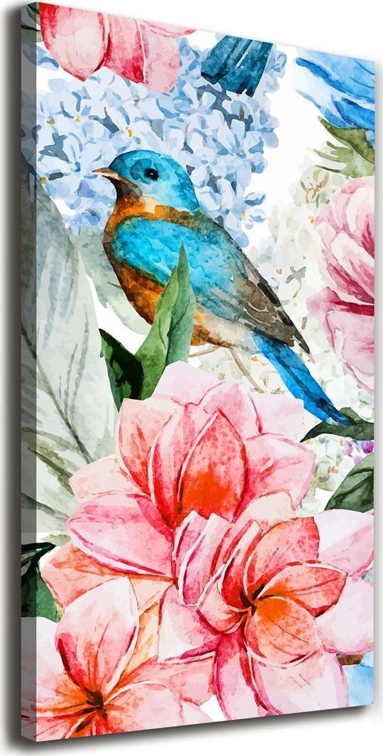  Tulup Obraz Na Płótnie 50x100 Obraz Canvas Kwiaty i ptaki 1