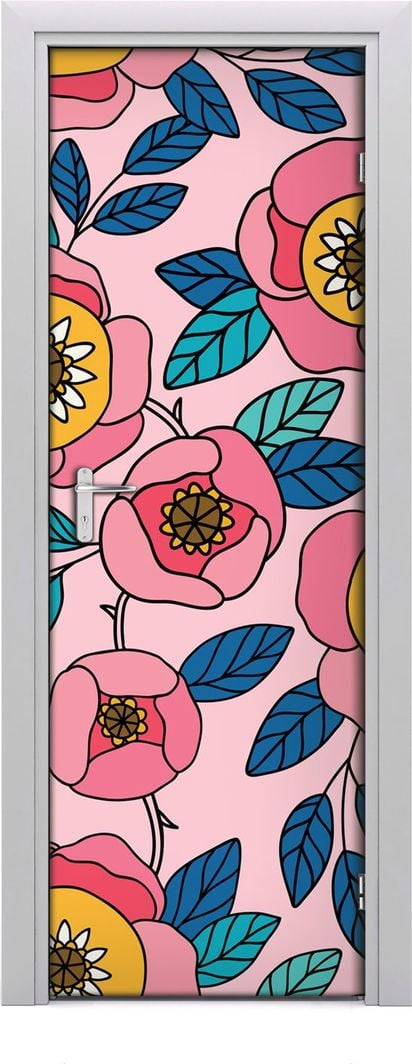  Tulup Fototapeta samoprzylepna na drzwi 75 x 205 cm kolorowe kwiaty 1