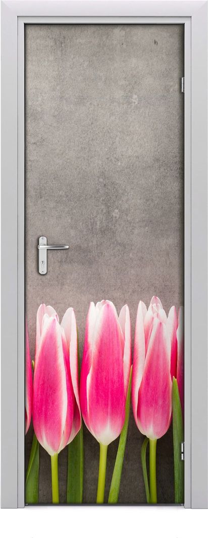  Tulup Fototapeta samoprzylepna na drzwi 75 x 205 cm różowe tulipany 1