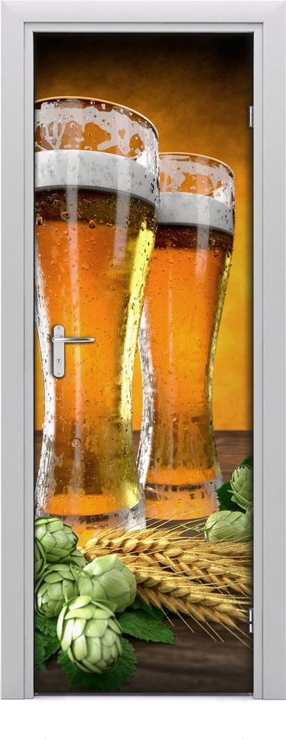  Tulup Fototapeta samoprzylepna na drzwi 75 x 205 cm Dwie szklanki piwa 1