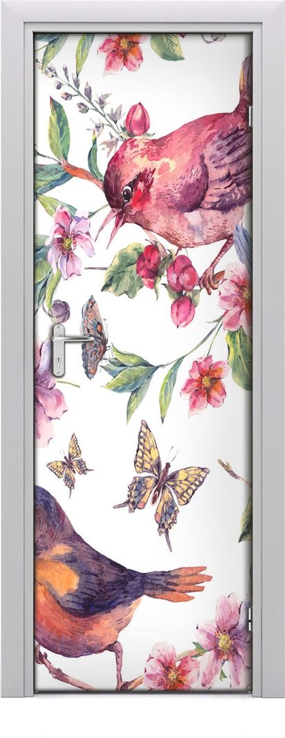  Tulup Fototapeta samoprzylepna na drzwi 75 x 205 cm Ptaki i motyle 1