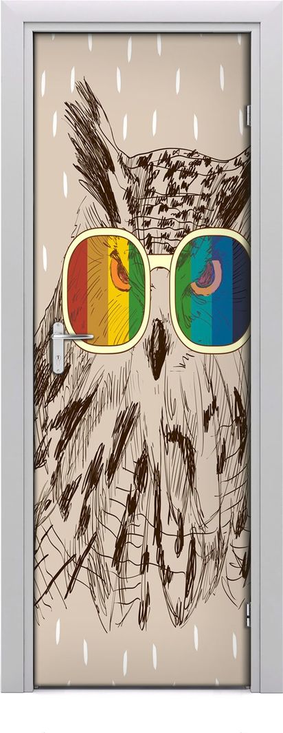  Tulup Fototapeta samoprzylepna na drzwi 75 x 205 cm sowy okulary 1
