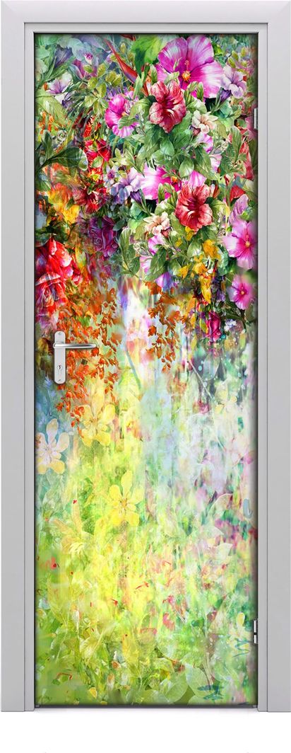 Tulup Fototapeta samoprzylepna na drzwi 75 x 205 cm Kolorowe kwiaty 1