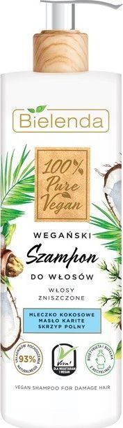 Bielenda 100% Pure Vegan Wegański Szampon do włosów zniszczonych 400g 1
