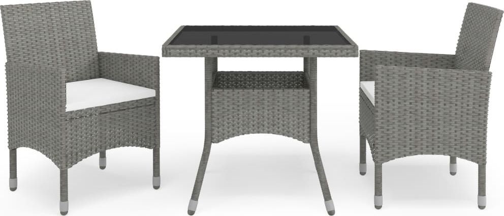 vidaXL 3-częściowy zestaw mebli ogrodowych, szary, polirattan i szkło 1