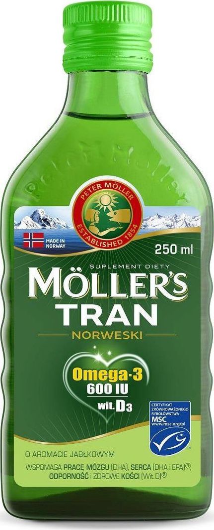 Mollers MÖLLER'S_Tran norweski suplement diety Jabłko 250ml 1