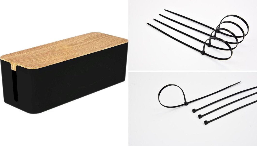 Organizer Mozos Organizer Mozos Maskownica Czarny 1 sztuka (KBO-BK-WOOD) + Opaska zaciskowa Czarny 100 sztuk (MCABLE-L) 1