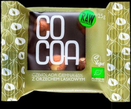 Cocoa CZEKOLADA CIEMNA 65% Z ORZECHAMI LASKOWYMI BIO 25 g - COCOA 1