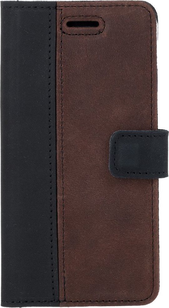 Surazo Etui na telefon Surazo ze skóry naturalnej Wallet case - Nubuk Czarny i Orzechowy 1