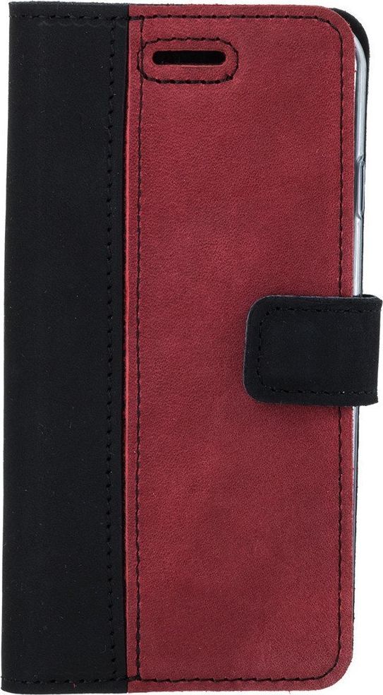 Surazo Etui na telefon Surazo ze skóry naturalnej Wallet case - Nubuk Czarny i Czerwony 1