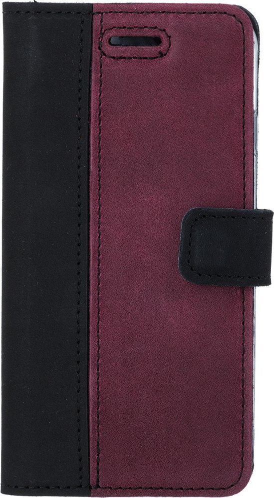 Surazo Etui na telefon Surazo ze skóry naturalnej Wallet case - Nubuk Czarny i Burgund 1