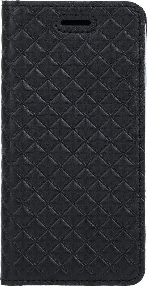 Surazo Etui na telefon Surazo ze skóry naturalnej Smart magnet RFID - Pikowane romby - Czarny Matowy 1