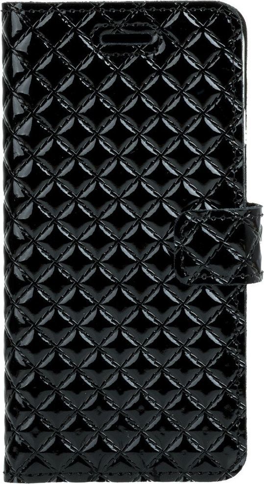 Surazo Etui na telefon Surazo ze skóry naturalnej Wallet case - Pikowane romby - Czarny Błyszczący 1