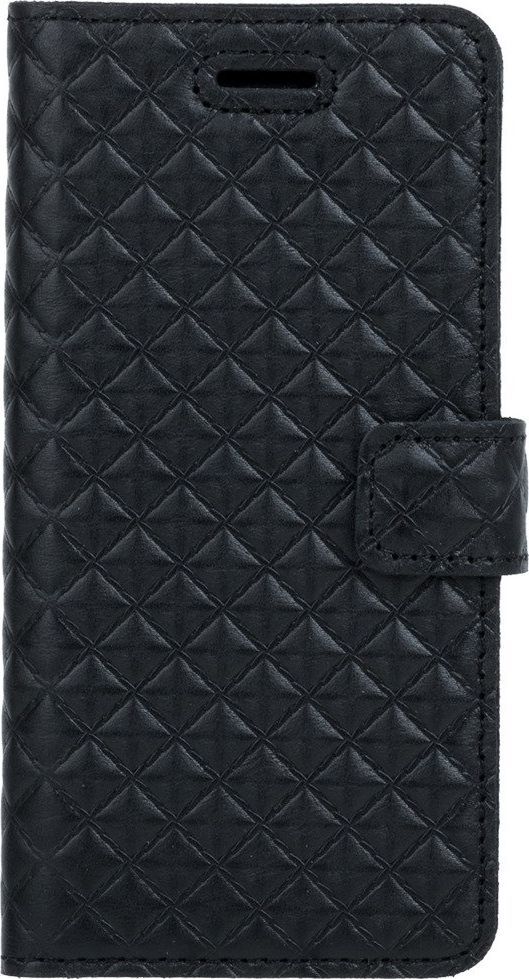 Surazo Etui na telefon Surazo ze skóry naturalnej Wallet case - Pikowane romby - Czarny Matowy 1