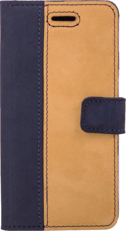 Surazo Etui na telefon Surazo ze skóry naturalnej Wallet case - Nubuk Granatowy i Camel 1