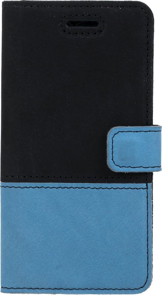 Surazo Etui na telefon Surazo ze skóry naturalnej Wallet case Duo - Czarny i Jasny niebieski 1