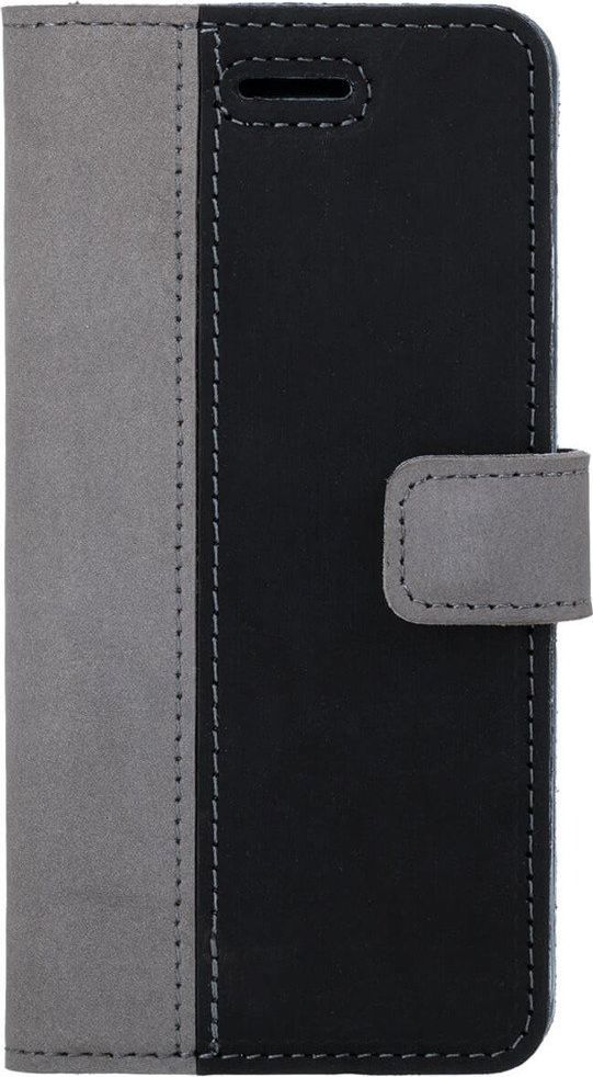 Surazo Etui na telefon Surazo ze skóry naturalnej Wallet case - Nubuk Szary i Czarny 1