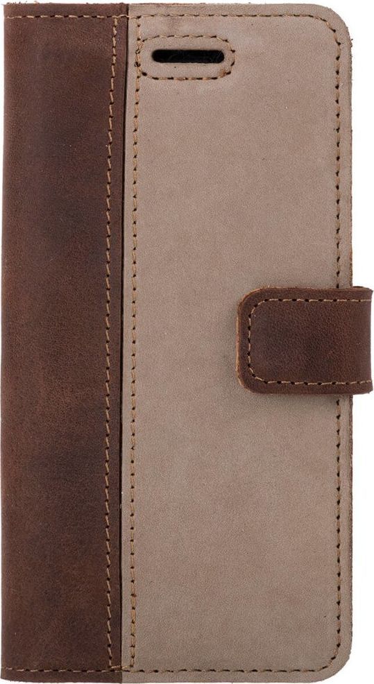 Surazo Etui na telefon Surazo ze skóry naturalnej Wallet case - Nubuk Orzechowy i Beżowy 1