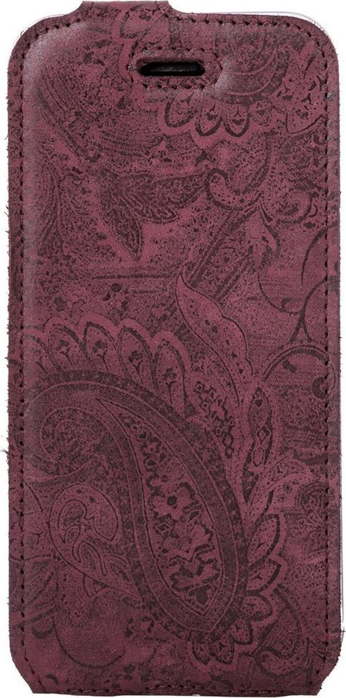 Surazo Futerał na telefon Surazo ze skóry naturalnej Flip case - Ornament Burgund 1
