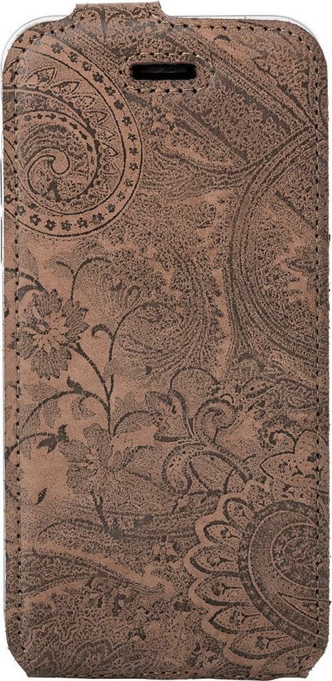 Surazo Futerał na telefon Surazo ze skóry naturalnej Flip case - Ornament Brązowy 1