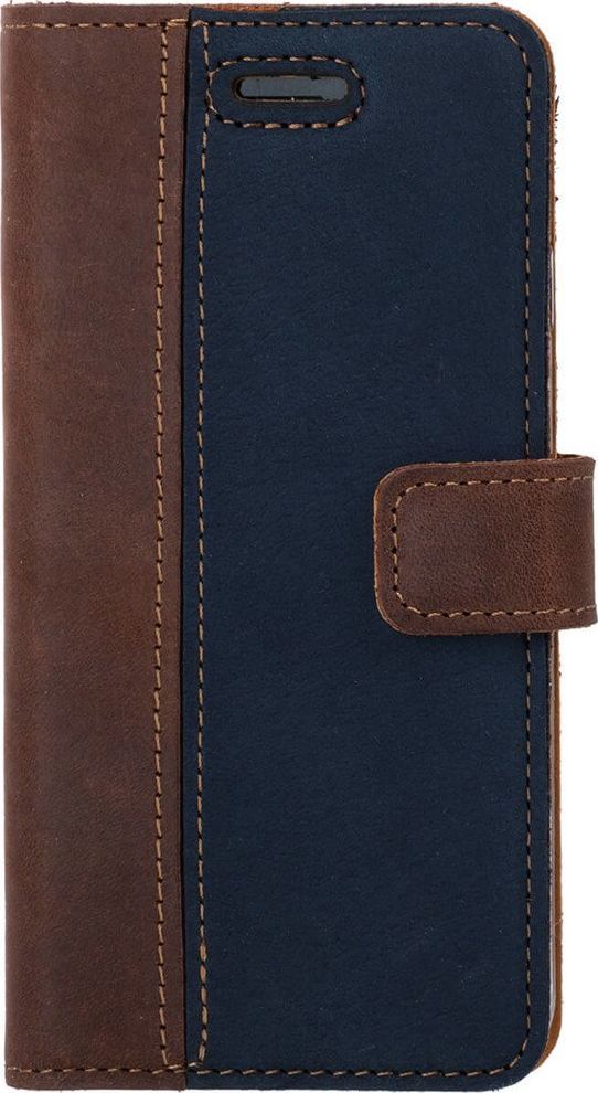 Surazo Etui na telefon Surazo ze skóry naturalnej Wallet case - Nubuk Orzechowy i Granatowy 1