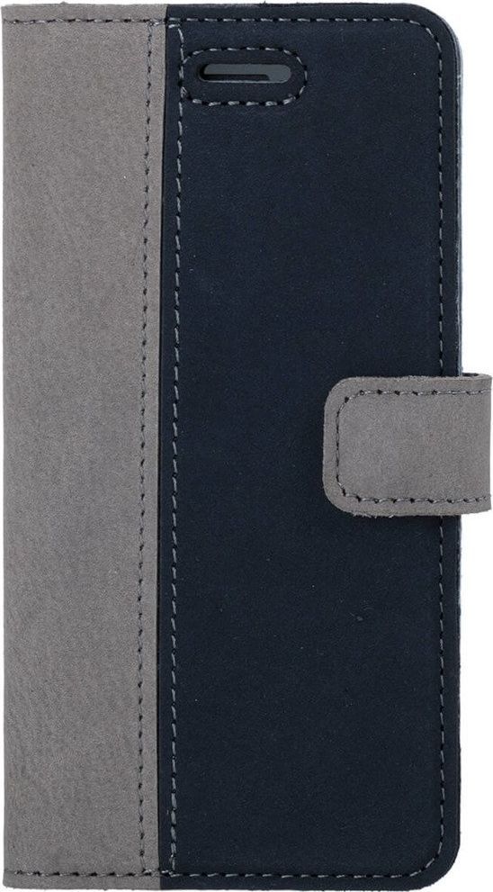 Surazo Etui na telefon Surazo ze skóry naturalnej Wallet case - Nubuk Szary i Granatowy 1