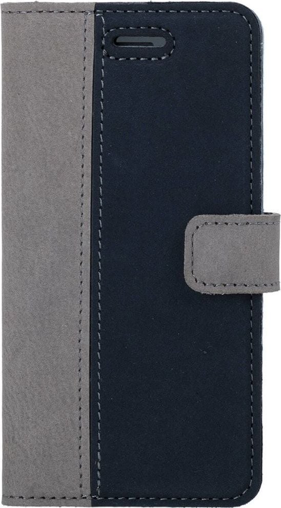 Surazo Etui na telefon Surazo ze skóry naturalnej Wallet case - Nubuk Szary i Granatowy 1