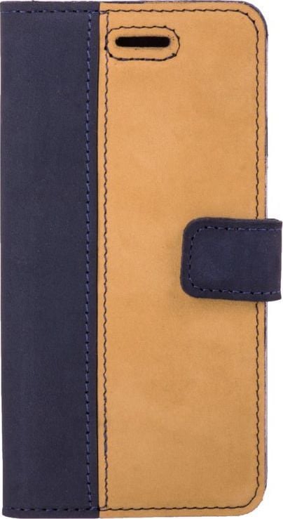 Surazo Etui na telefon Surazo ze skóry naturalnej Wallet case - Nubuk Granatowy i Camel 1