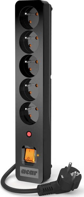 Listwa zasilająca Acar X5 Plus przeciwprzepięciowa 5 gniazd 5 m czarna (W0166) 1