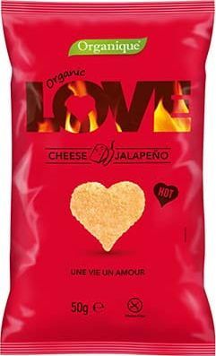 CIBI Chrupki kukurydziane LOVE o smaku sera i jalapeno bezglutenowe BIO 50 g Organique 1