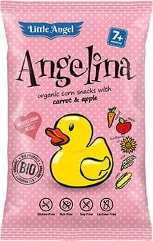 CIBI Chrupki kukurydziane mini ANGELINA marchew i jabłko od 7 miesiąca bezglutenowe BIO 30 g Little Angel 1
