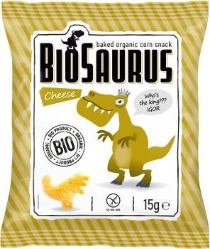 CIBI Chrupki kukurydziane Dinozaury o smaku serowym bezglutenowe BIO 15 g BioSaurus 1