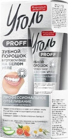 Fitokosmetik Ugoł Proff pasta do zębów w proszku na białym węglu Naturalna biel, 45 ml 1