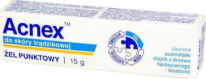 Farmina Acnex żel punktowy zawiera olejek z drzewa herbacianego + bisabolol 15g Farmina 1