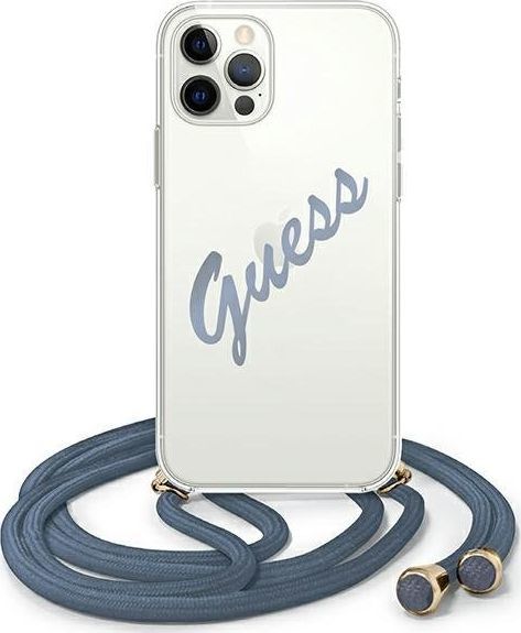 Guess Etui Guess GUHCP12MCRTVSBL Apple iPhone 12/12 Pro niebieski/blue hardcase Script Vintage 1