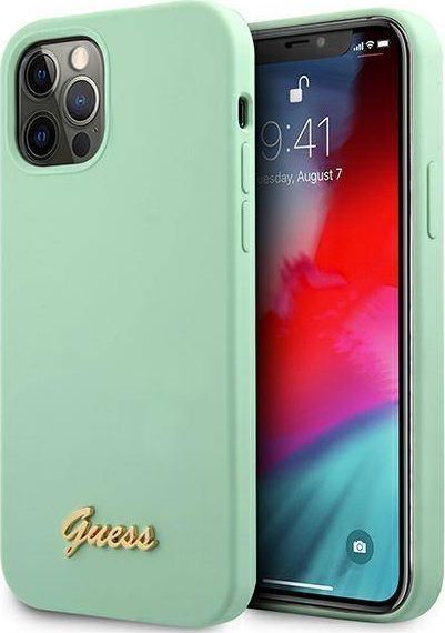Guess Etui Guess GUHCP12MLSLMGGN Apple iPhone 12/12 Pro zielony/green hardcase Metal Logo Script 1