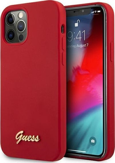 Guess Etui Guess GUHCP12MLSLMGRE Apple iPhone 12/12 Pro czerwony/red hardcase Metal Logo Script 1