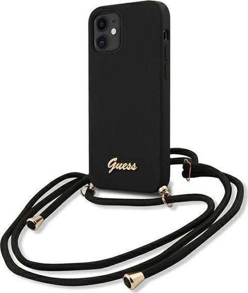 Guess Etui Guess GUHCP12SLSCLMGBK Apple iPhone 12 mini czarny/black hardcase Metal Logo Cord 1