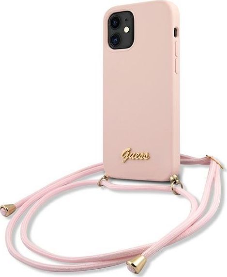 Guess Etui Guess GUHCP12SLSCLMGLP Apple iPhone 12 mini różowy/pink hardcase Metal Logo Cord 1
