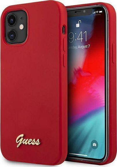Guess Etui Guess GUHCP12SLSLMGRE Apple iPhone 12 mini czerwony/red hardcase Metal Logo Script 1