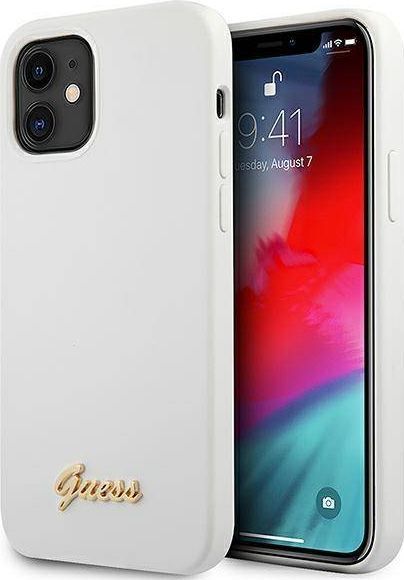 Guess Etui Guess GUHCP12SLSLMGWH Apple iPhone 12 mini biały/white hardcase Metal Logo Script 1