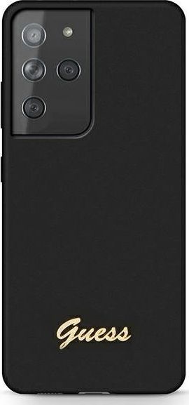 Guess Etui Guess GUHCS21LLSLMGBK Samsung Galaxy S21 Ultra czarny/black hardcase Silicone Script Metal Logo 1
