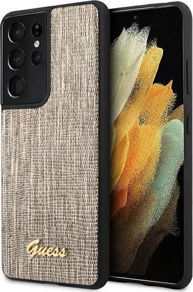 Guess Etui Guess GUHCS21LPCUMLLIGO Samsung Galaxy S21 Ultra złoty/gold hardcase Lizard Collection 1