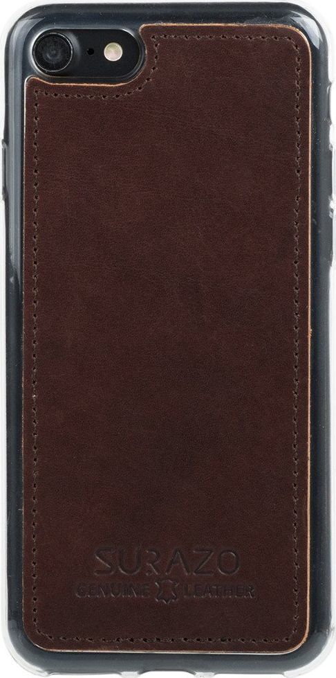 Surazo Etui na tył telefonu Surazo skóra naturalna Back case - Western Ciemny Brązowy 1