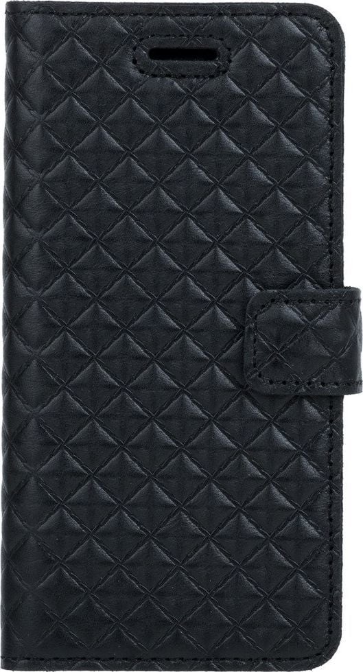 Surazo Etui na telefon Surazo ze skóry naturalnej Wallet case - Pikowane romby - Czarny Matowy 1