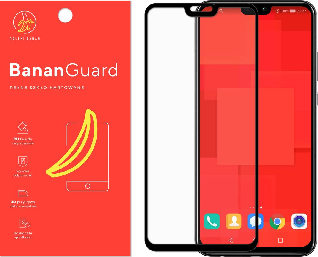 Polski Banan Szkło hartowane 3D BananGuard czarne do Honor 8X 1